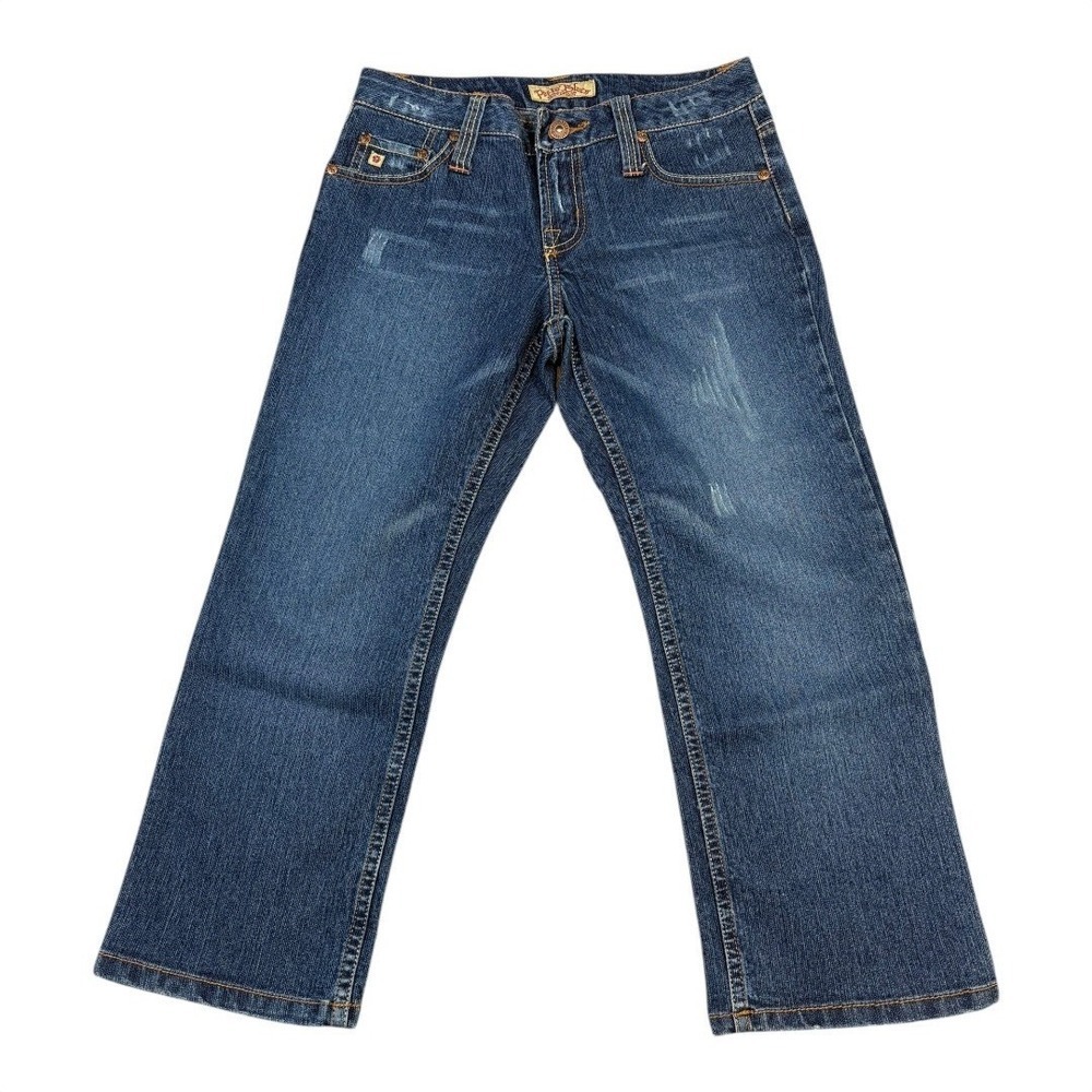 Paris Blues Distressed Bootcut Jeans‎ Capris Blue Wash Denim Size 28 Vintage